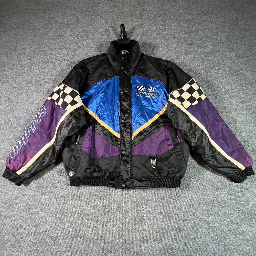 Ocean Pacific Ski-Doo Motorcycle Jacket Mens XL Black Polyurethane Racing Zip-Up